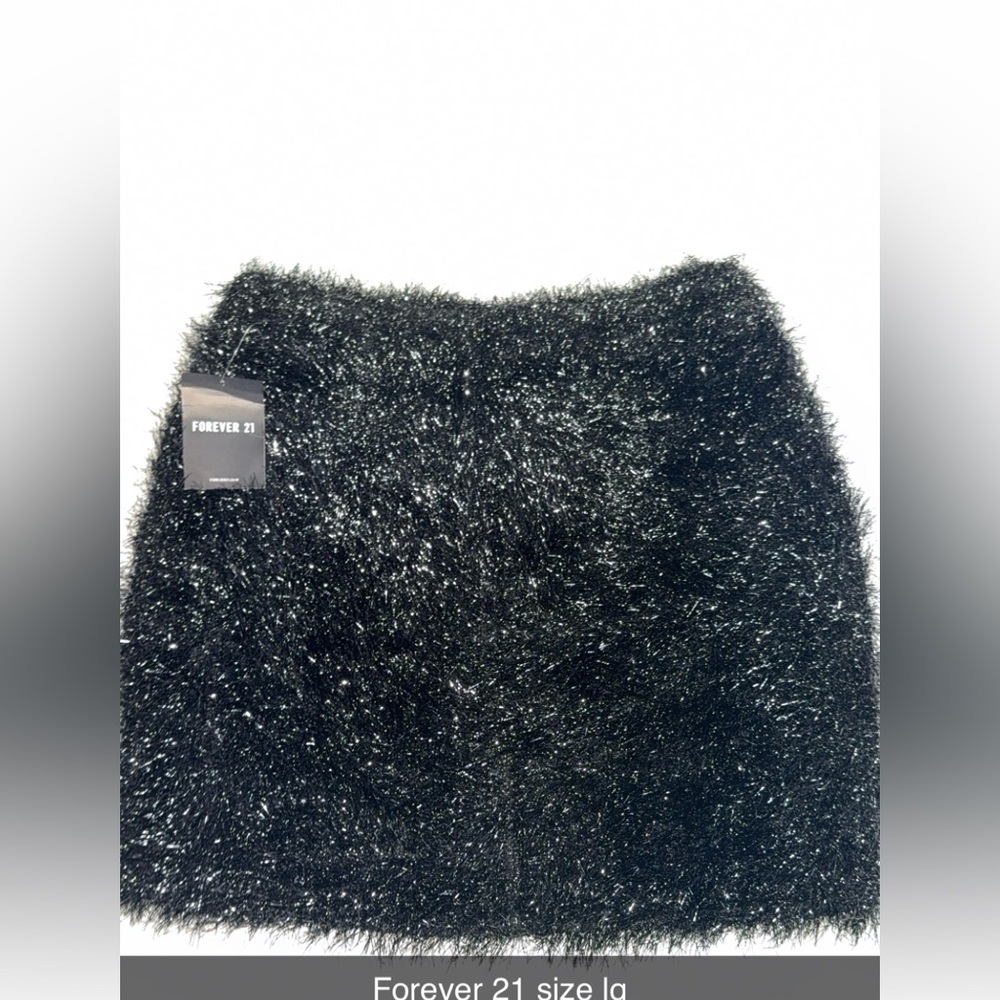 Forever 21 Black Sparkle Faux-Fur Mini Skirt
